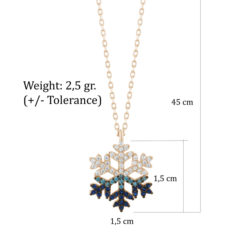 925 Gümüş Beyaz Kış Kar Tanesi Gümüş Kolye