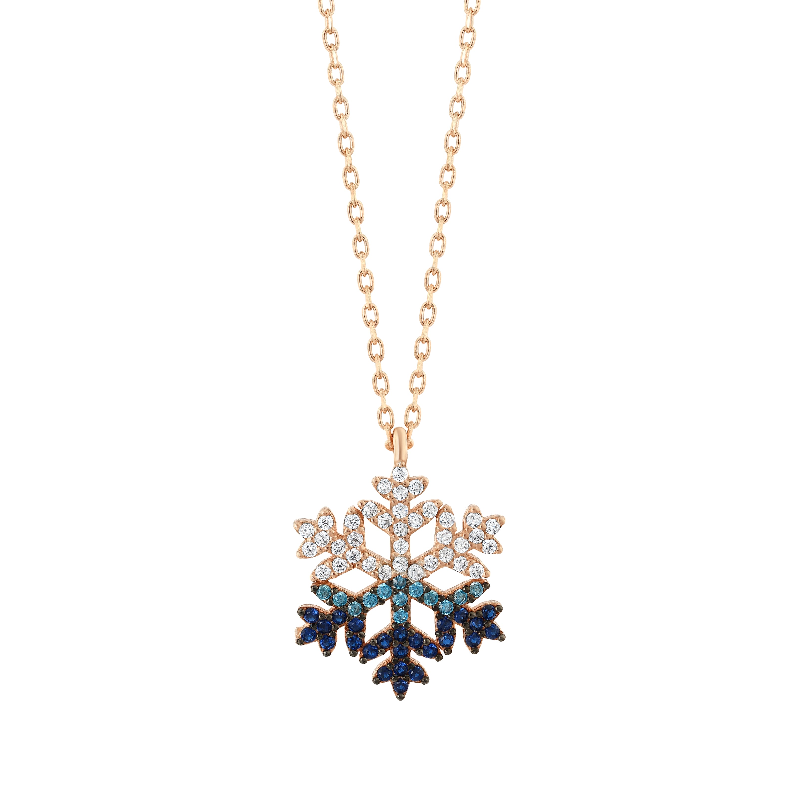 925 Gümüş Beyaz Kış Kar Tanesi Gümüş Kolye