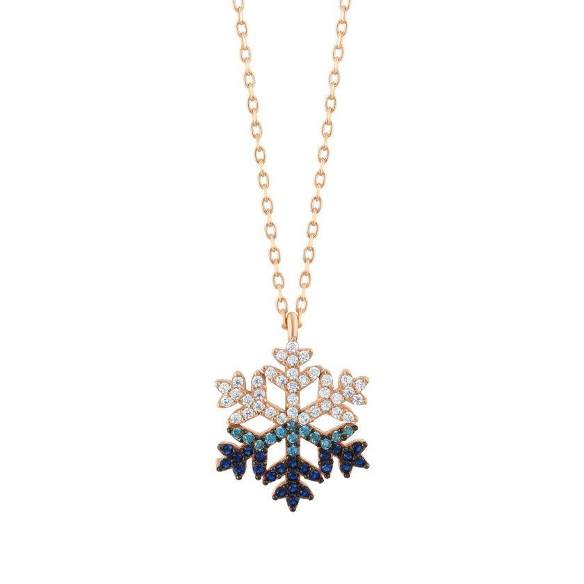 925 Gümüş Beyaz Kış Kar Tanesi Gümüş Kolye