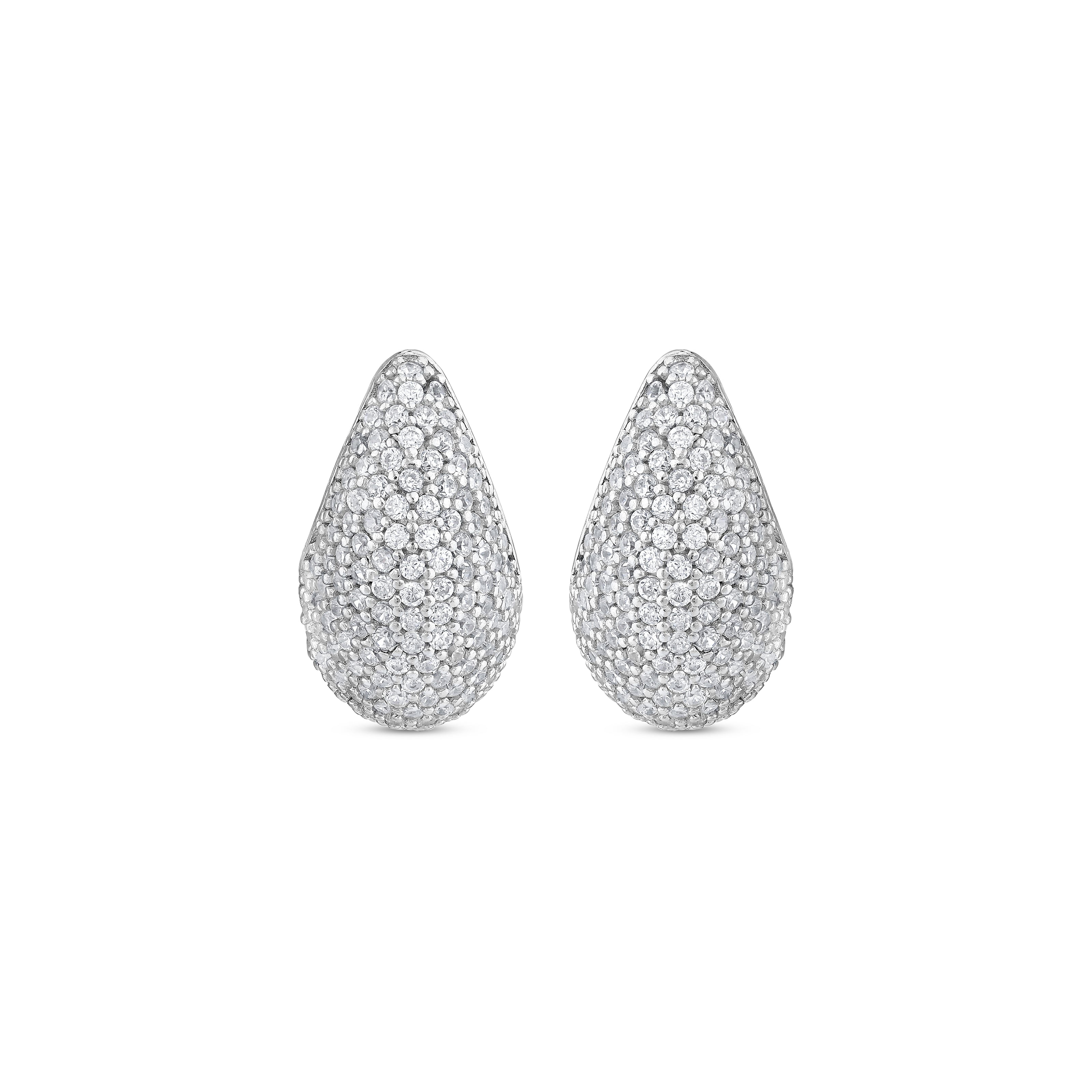 925 Ayar Gümüş Taşlı Damla Form Küpe