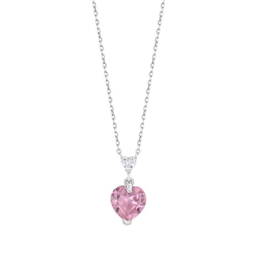 Gümüş Ametist Taşlı Kalp Kolye