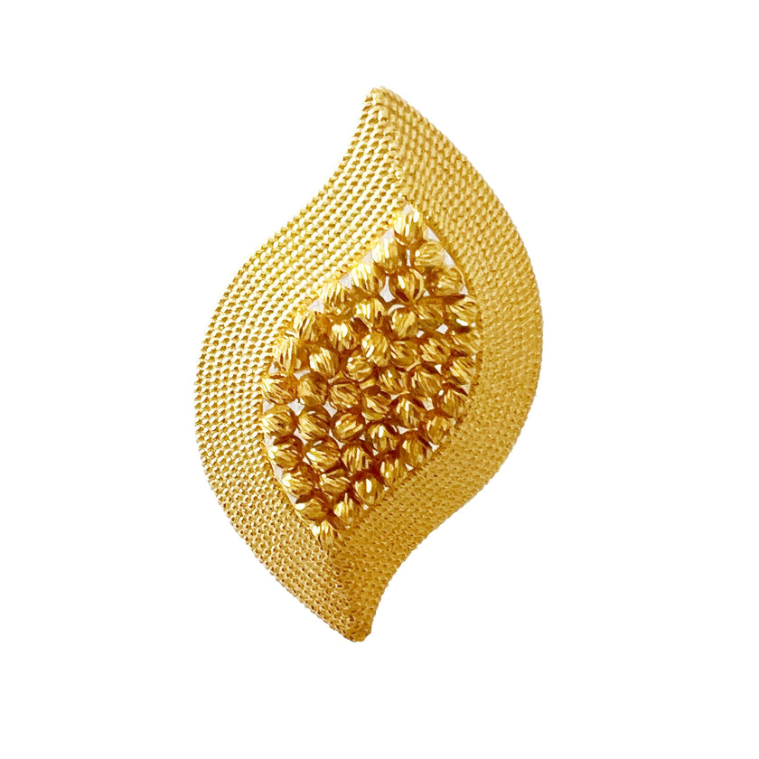 Makedonya Serisi Kraliyet Altın Örgü Tasarımlı, Ortasında Altın Tohumlu Yüzük AO04