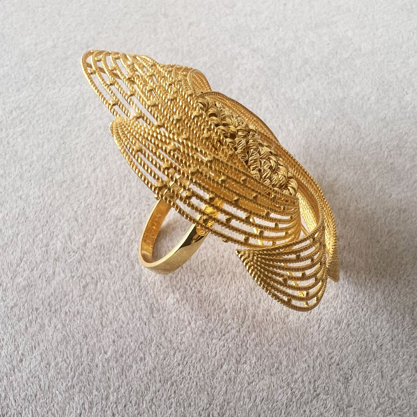 Kelt Tarzı Yaşam Döngüsü Tohum Çiçeği Tül Lüks Altın Yüzük AO13