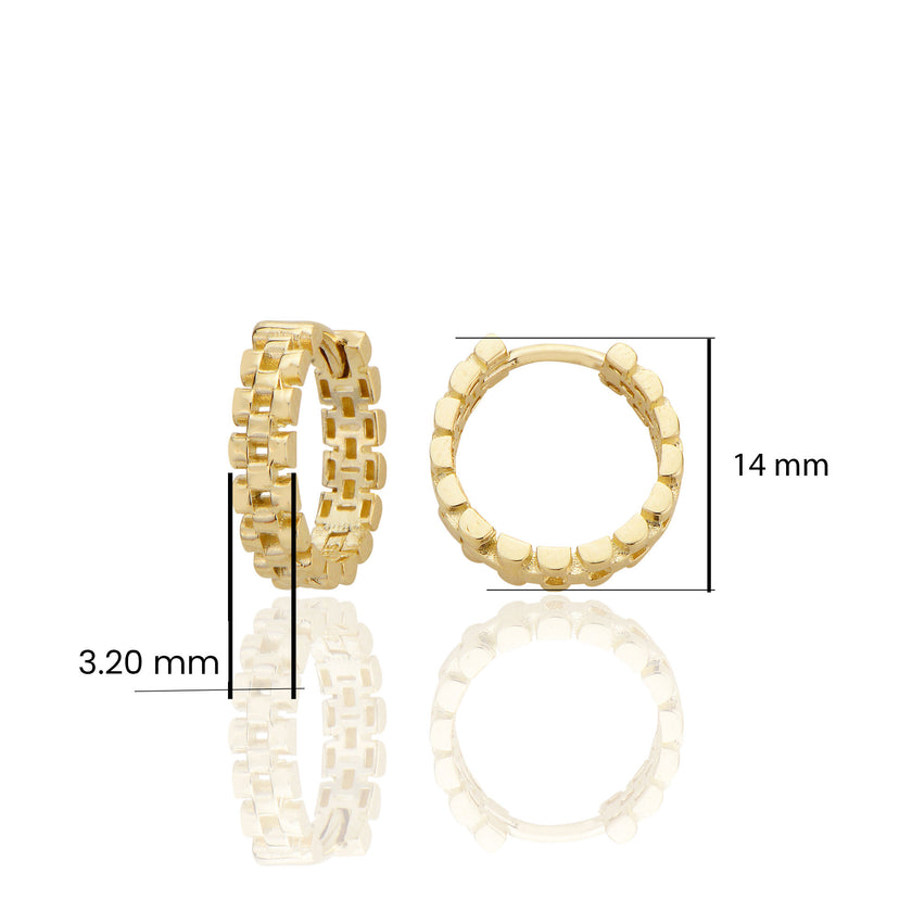 14 ayar Altın Sade Balya Motifli Halka Küpe D048