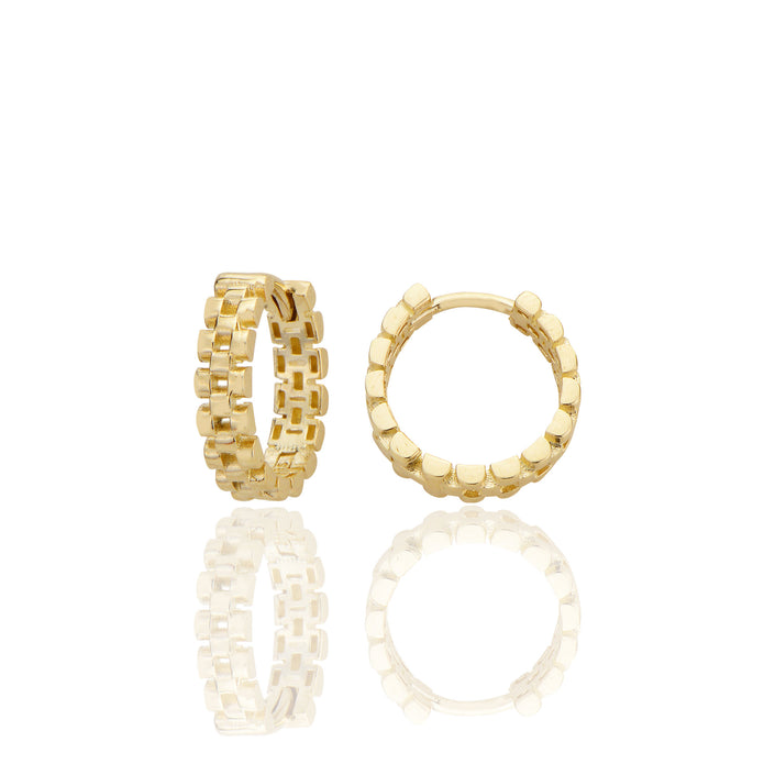 14 ayar Altın Sade Balya Motifli Halka Küpe D048