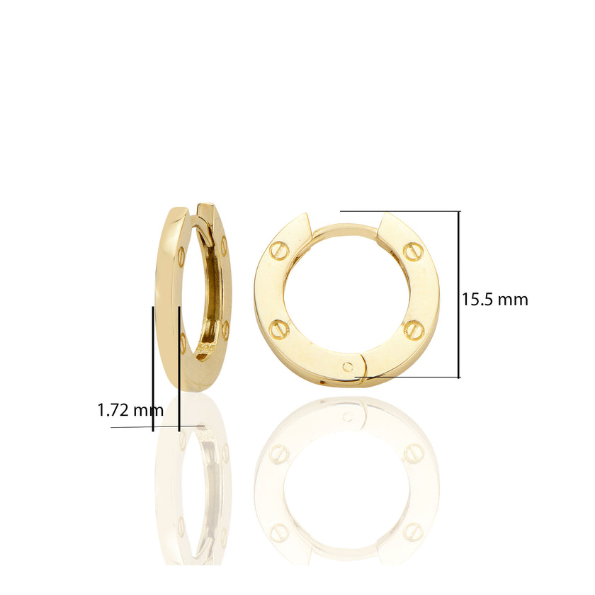 14 ayar Altın Sade Halka Küpe D054