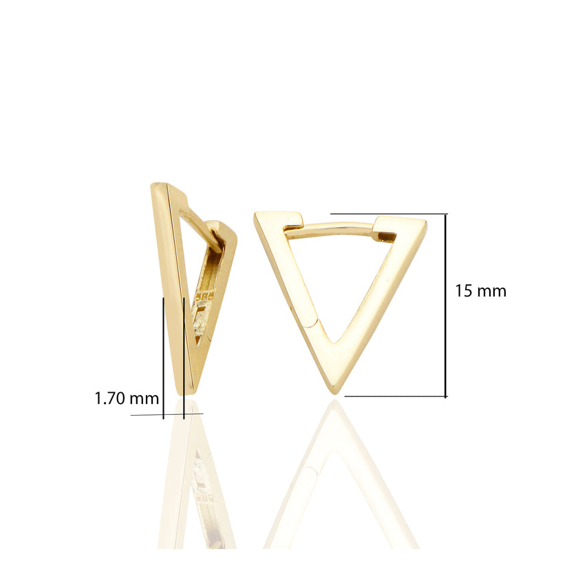14 ayar Altın Sade Üçgen Küpe D055