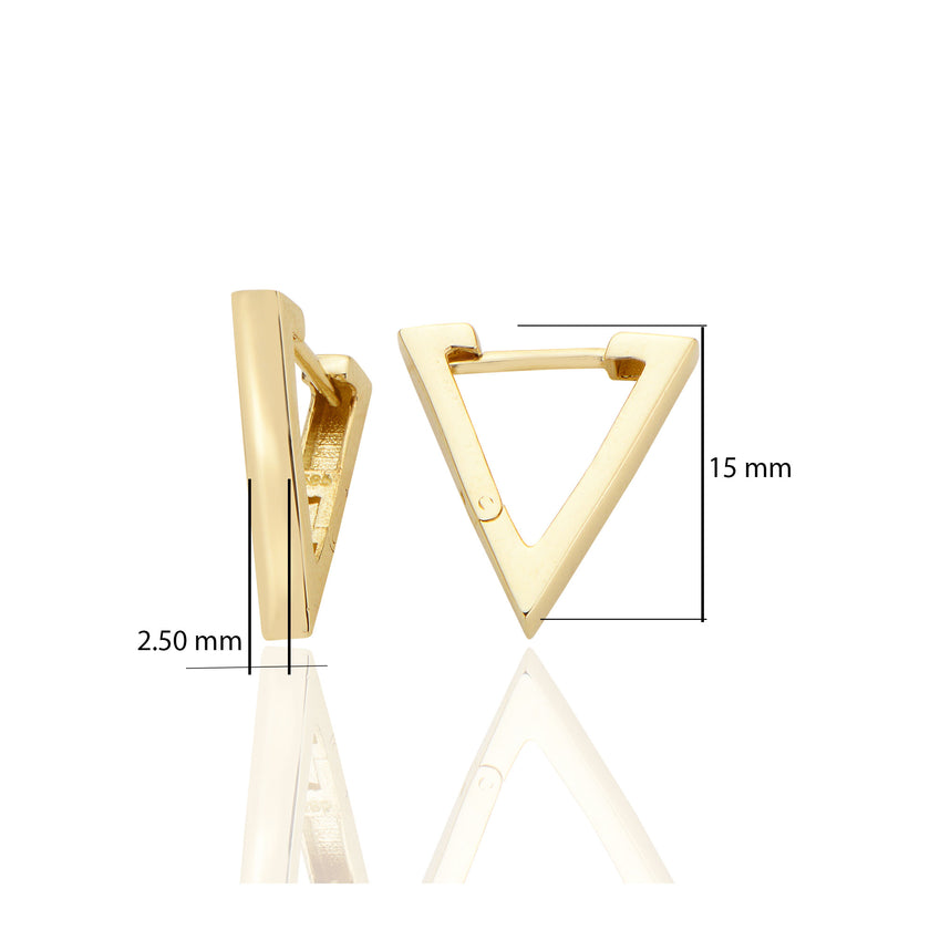 14 ayar Altın Sade Üçgen Küpe D056