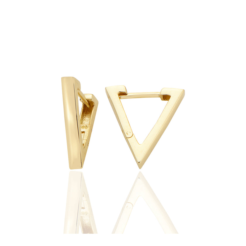 14 ayar Altın Sade Üçgen Küpe D056