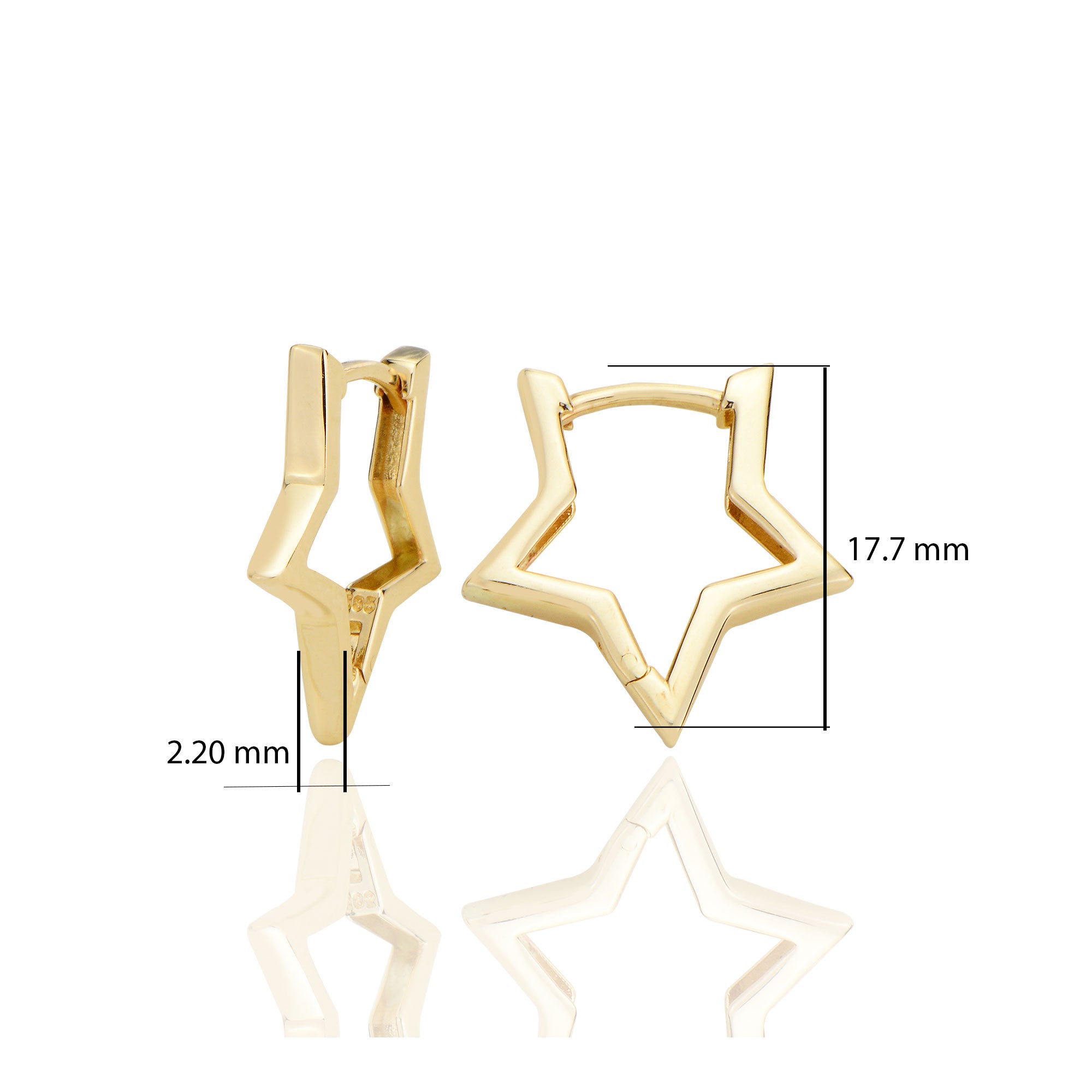 14 ayar Altın Sade Yıldız Küpe D057