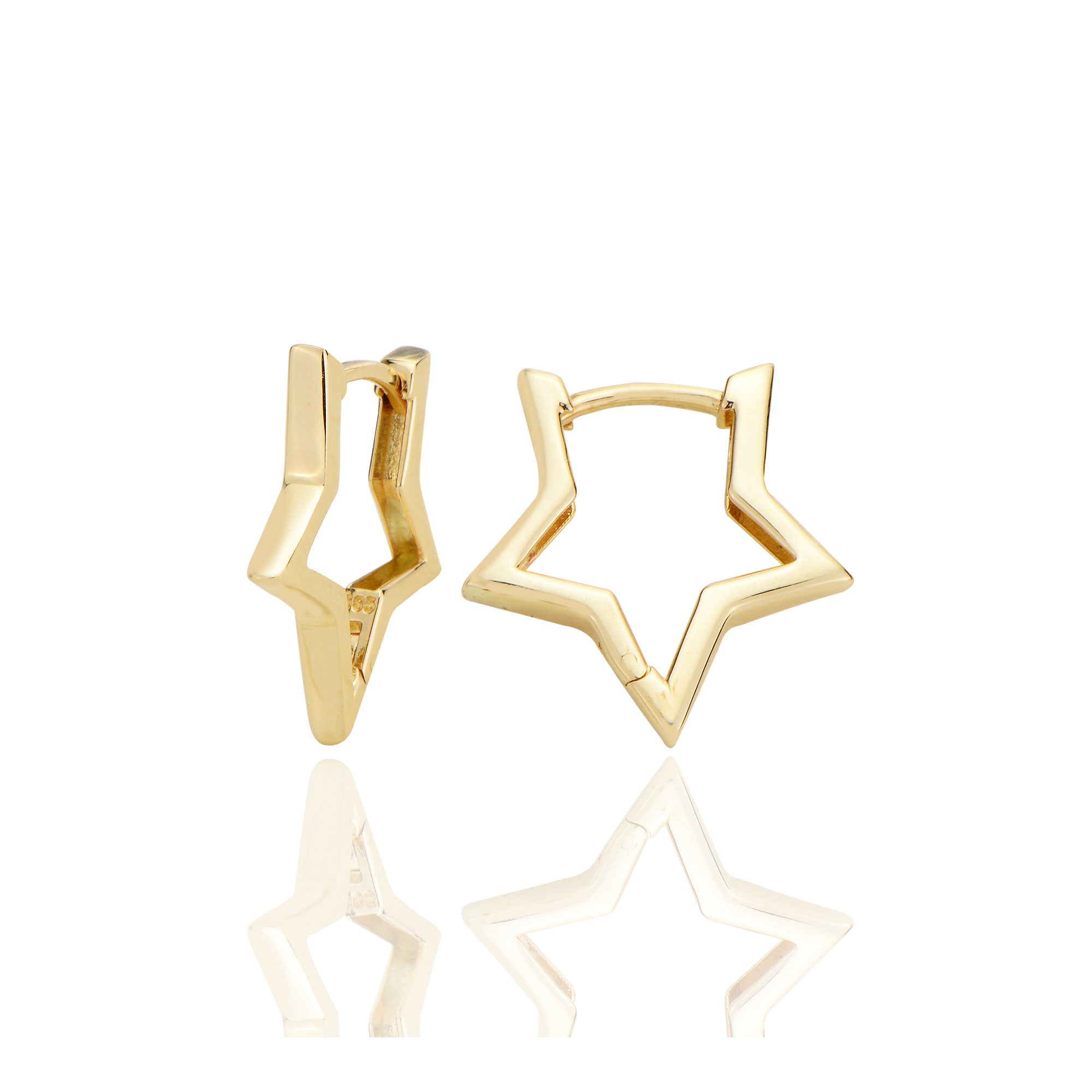 14 ayar Altın Sade Yıldız Küpe D057