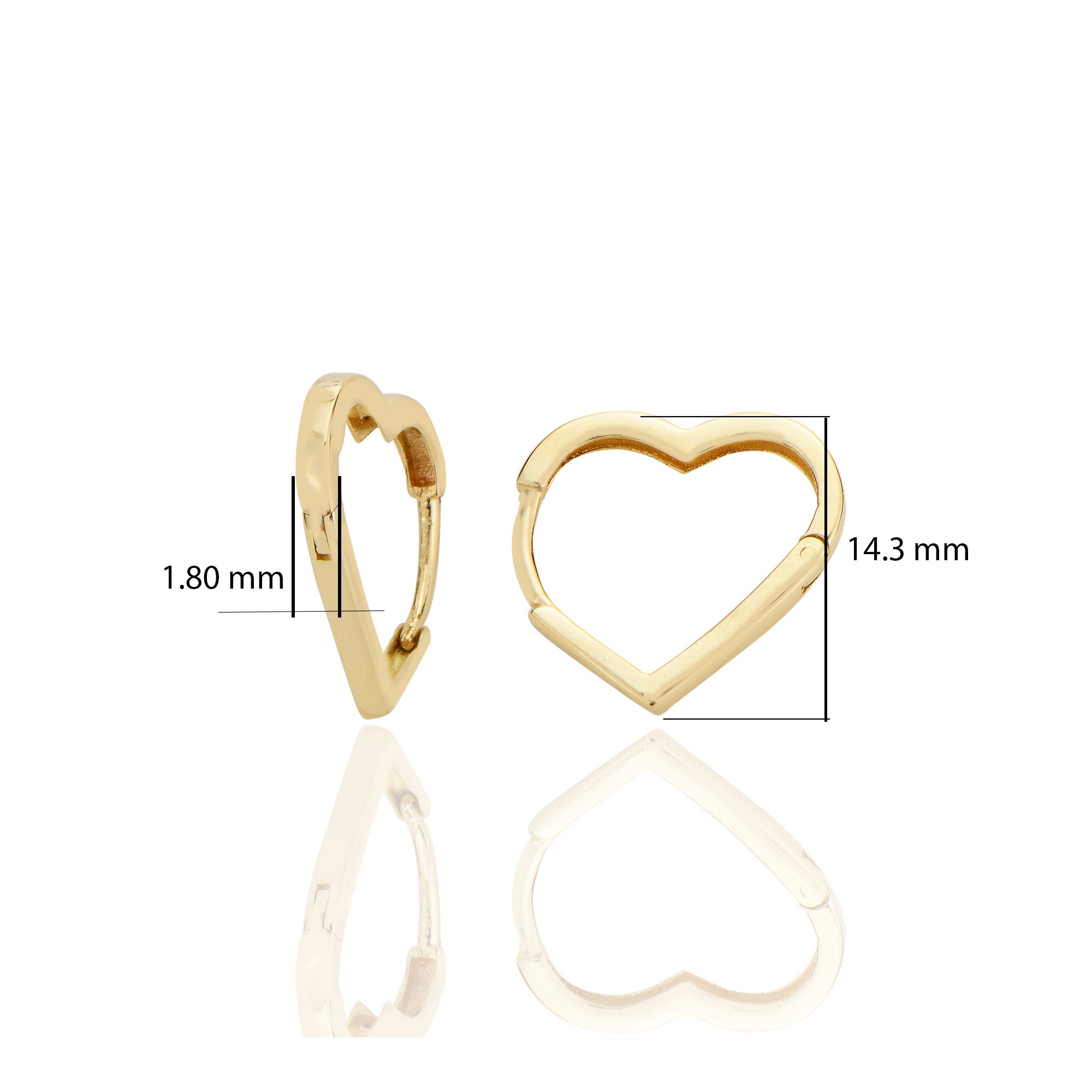 14 ayar Altın Sade Kalp Küpe D058