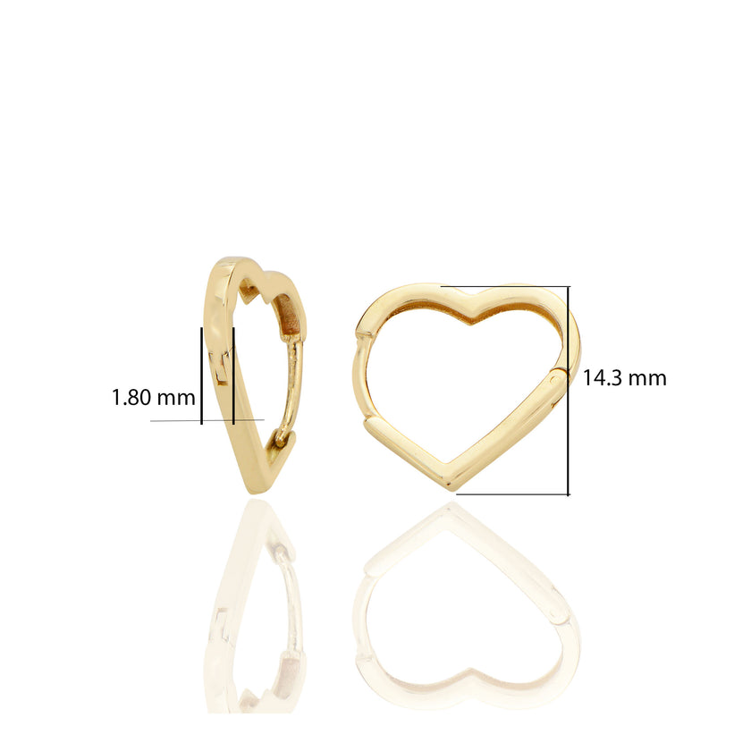 14 ayar Altın Sade Kalp Küpe D058