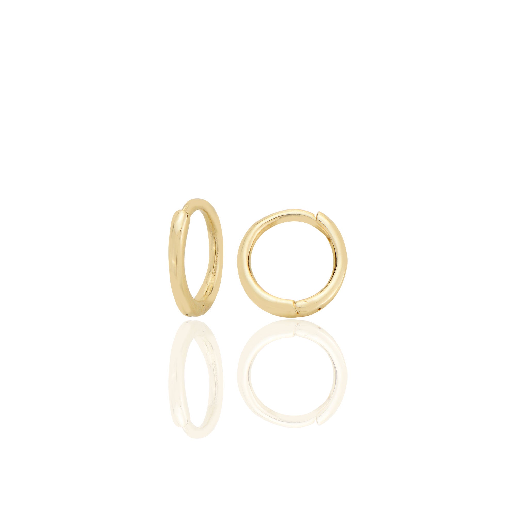 14 ayar Altın Sade Bombeli İnce Halka Küpe D066