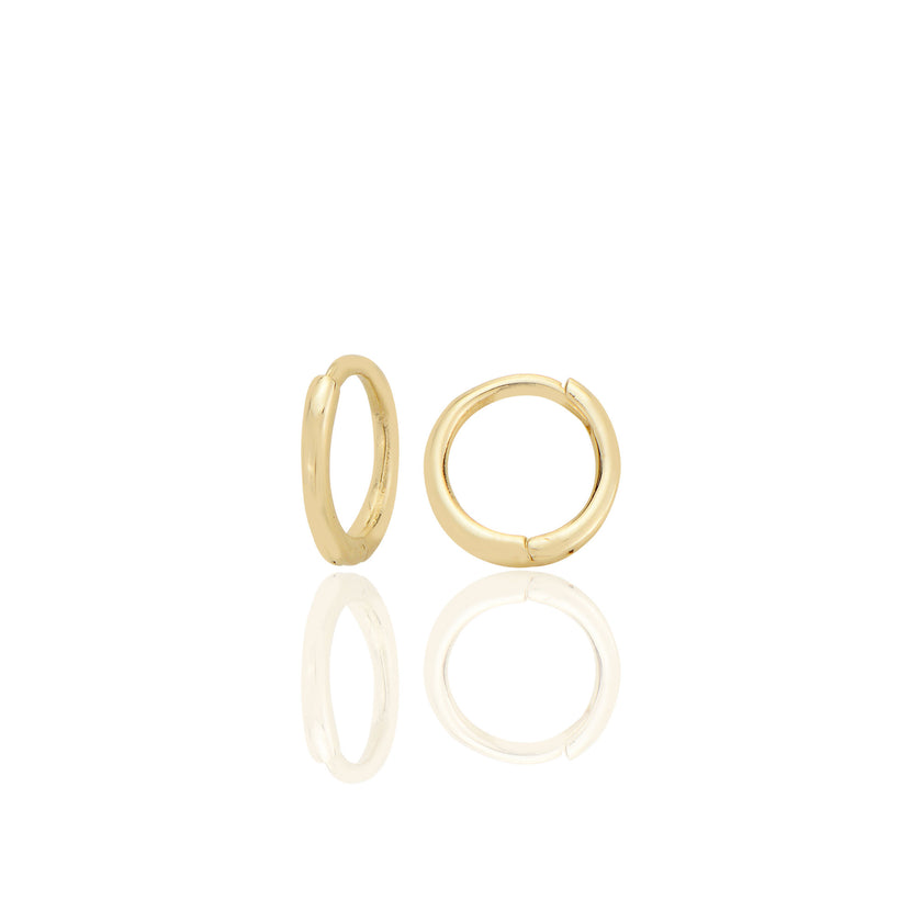 14 ayar Altın Sade Bombeli İnce Halka Küpe D066