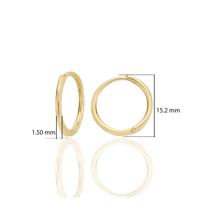 14 ayar Altın Sade Bombeli Halka Küpe D067