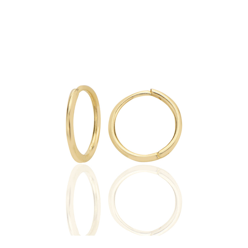 14 ayar Altın Sade Bombeli Halka Küpe D067