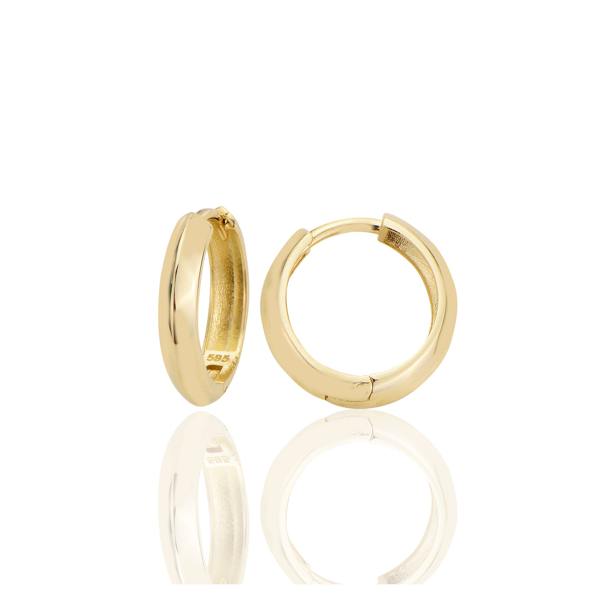 14 ayar Altın Sade Bombeli Halka Küpe D068