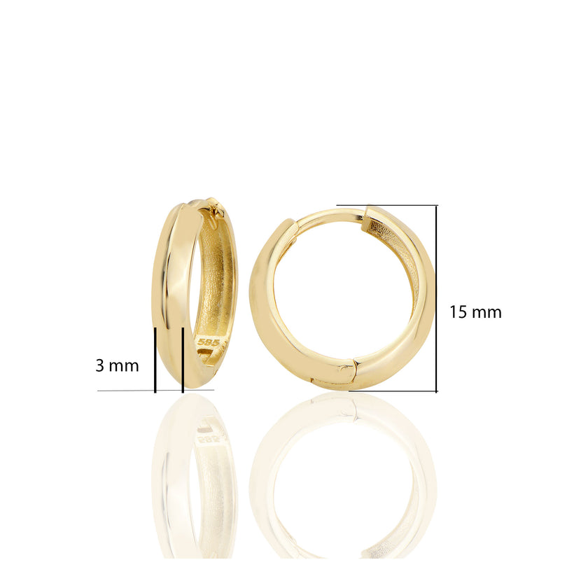 14 ayar Altın Sade Bombeli Halka Küpe D068