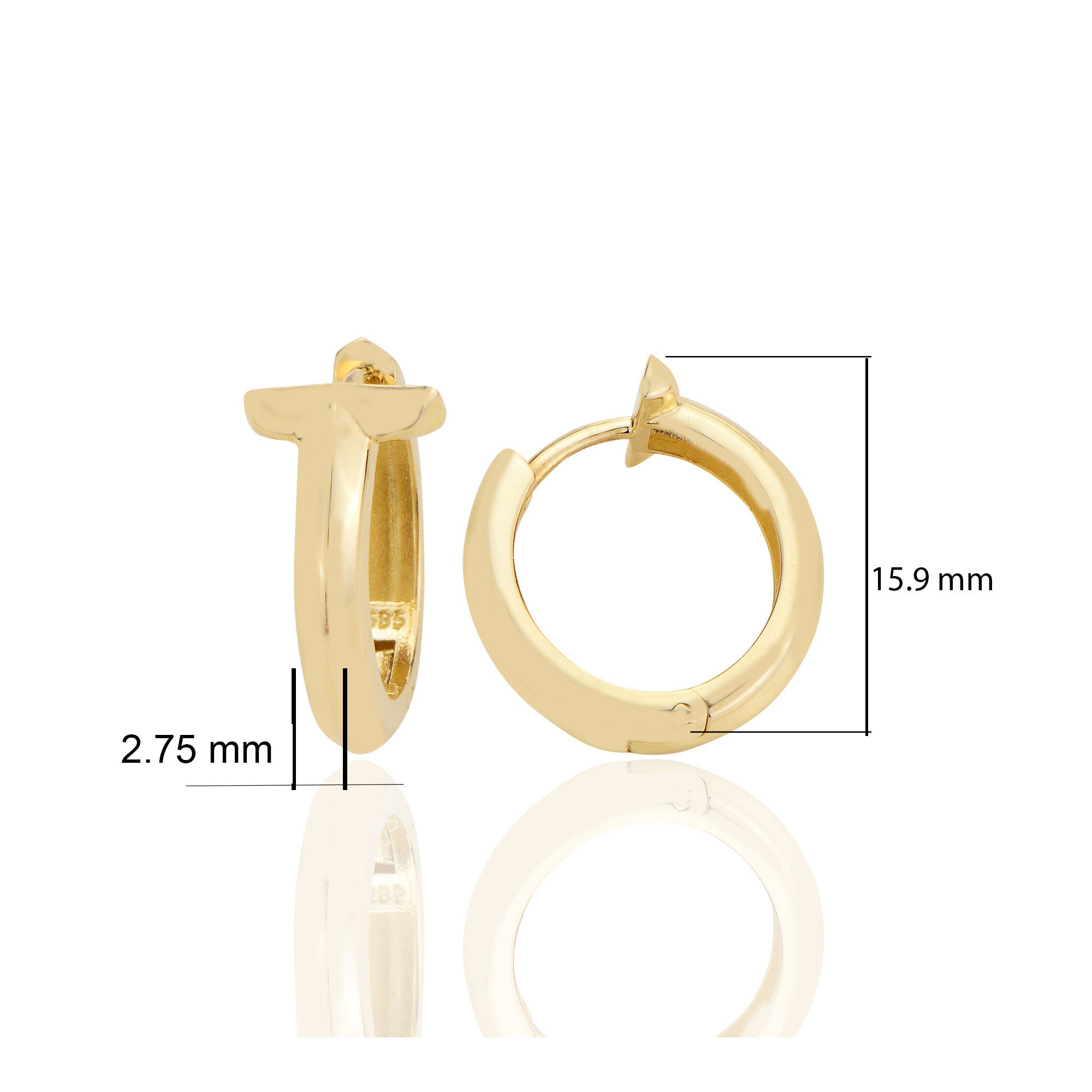 14 ayar Altın Sade Halka Küpe D069