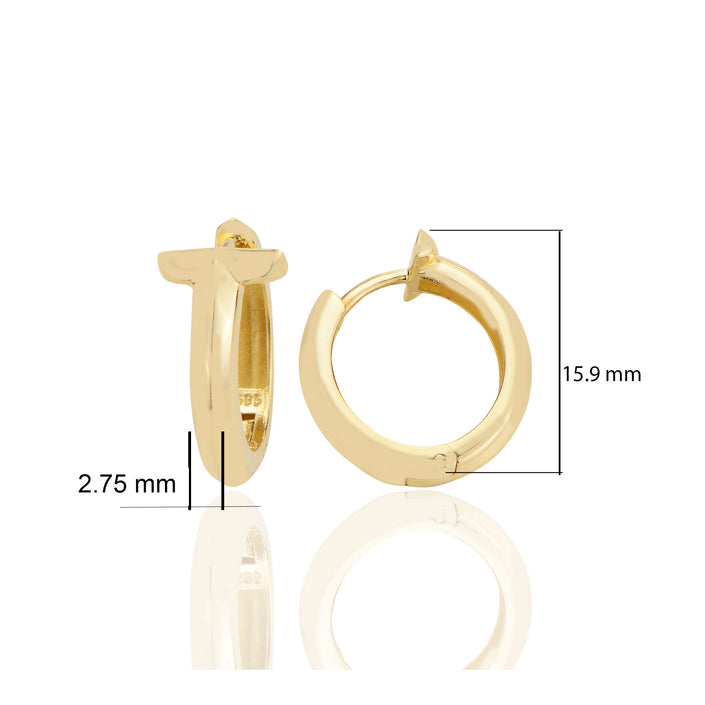 14 ayar Altın Sade Halka Küpe D069