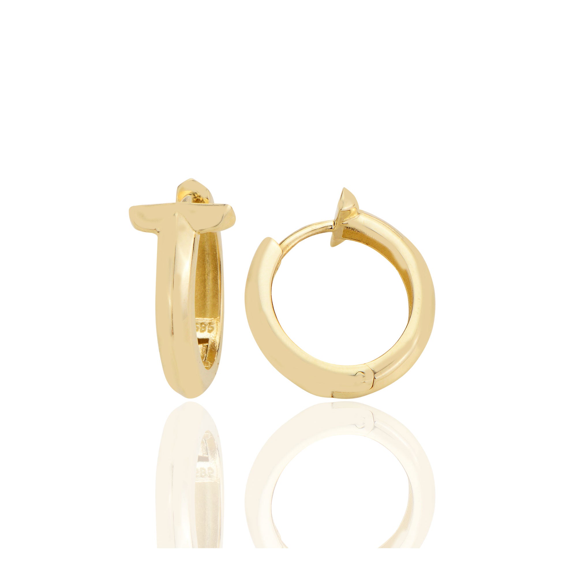 14 ayar Altın Sade Halka Küpe D069