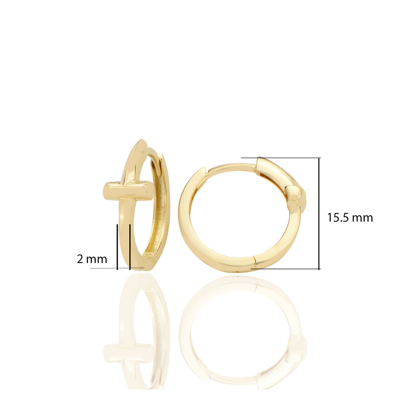 14 ayar Altın Sade Halka Küpe D071