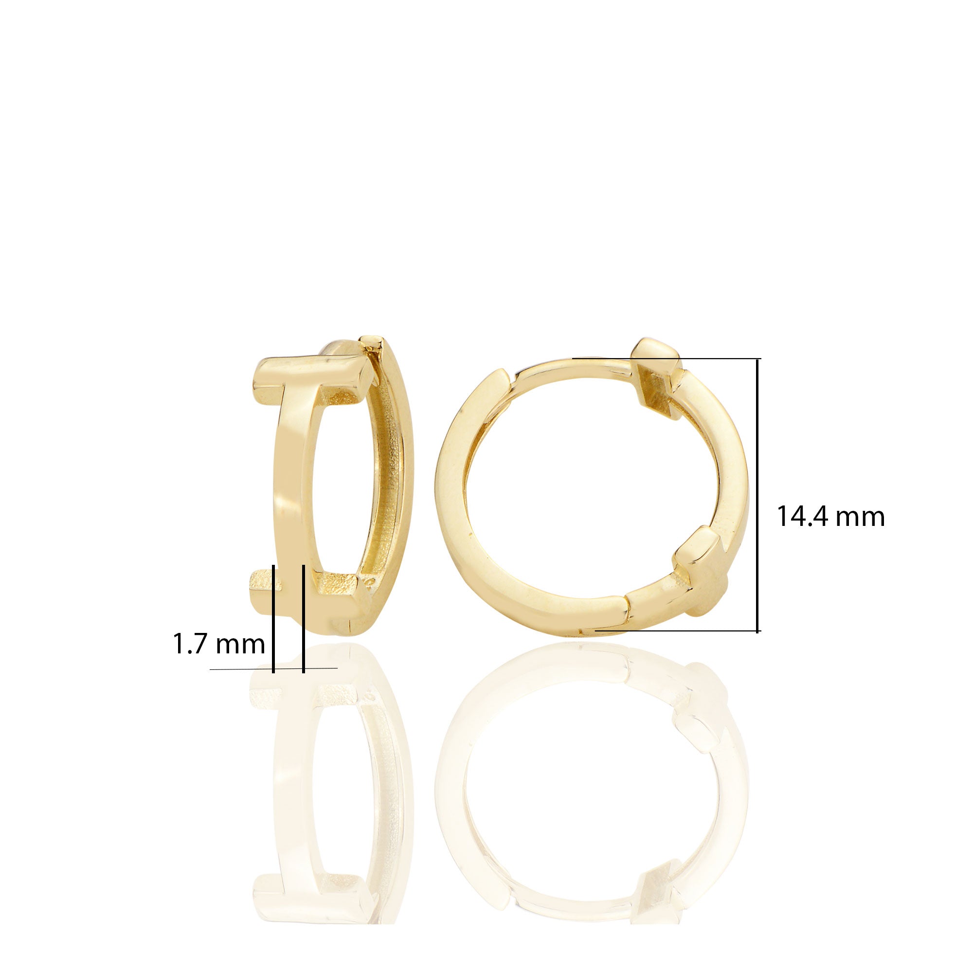 14 ayar Altın Sade Halka Küpe Köşeli D073