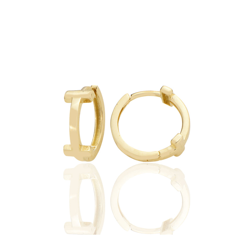 14 ayar Altın Sade Halka Küpe Köşeli D073