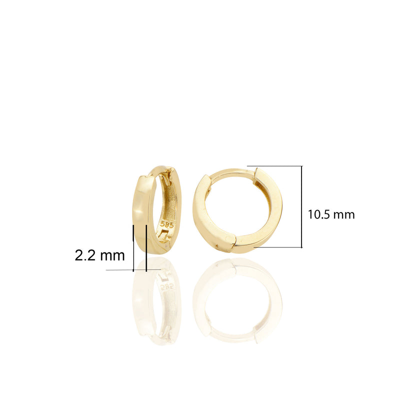 14 ayar Altın Sade Halka Küpe Köşeli D074