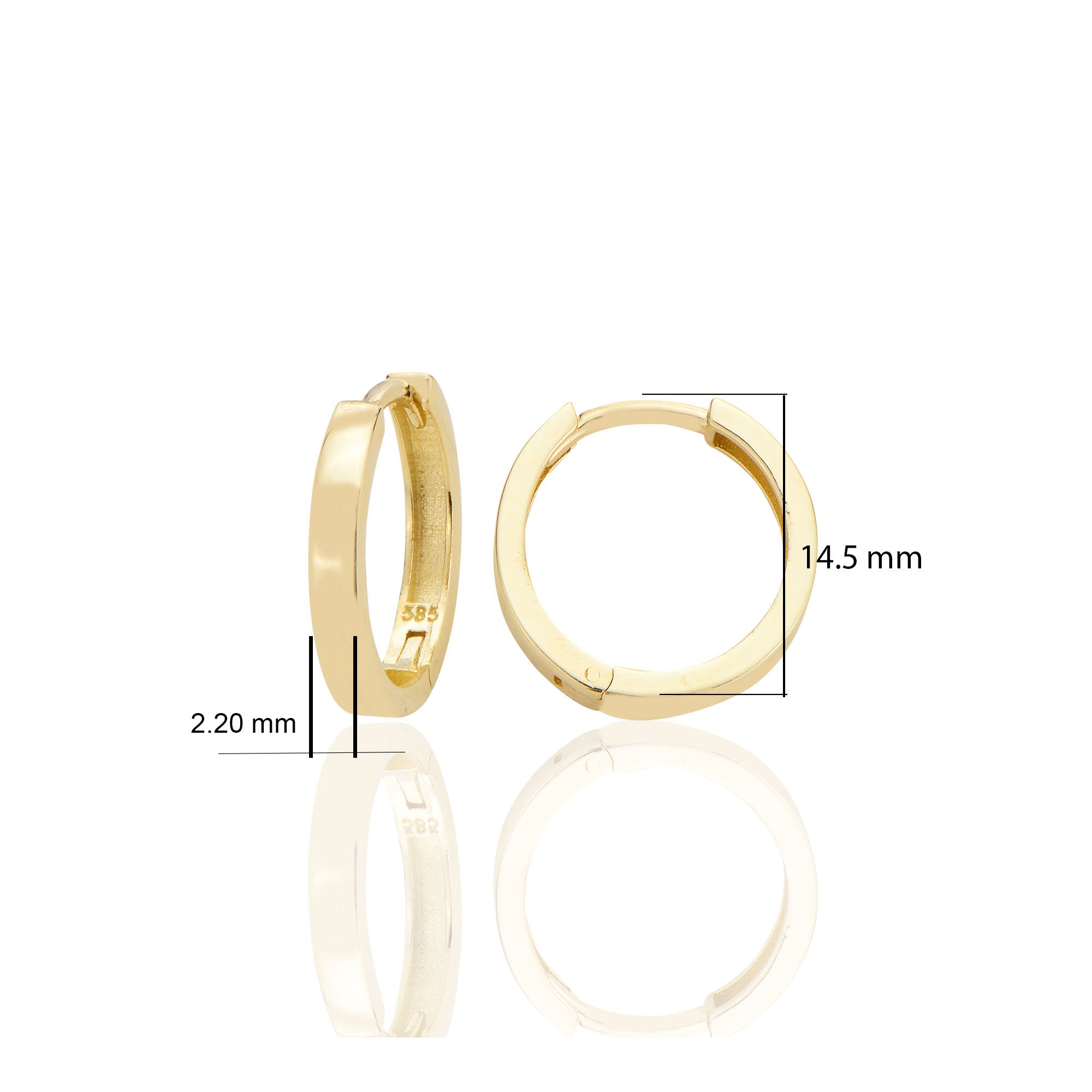 14 ayar Altın Sade Halka Küpe Köşeli D075