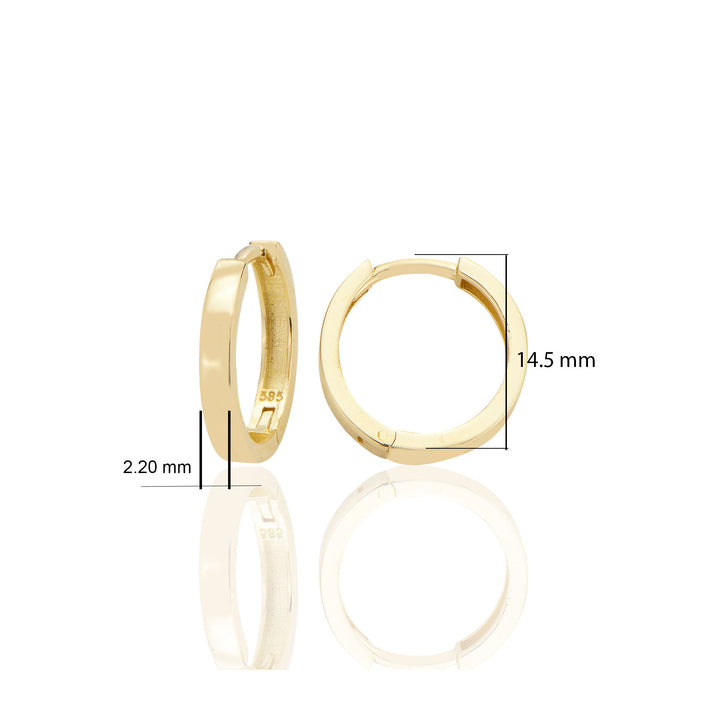 14 ayar Altın Sade Halka Küpe Köşeli D075