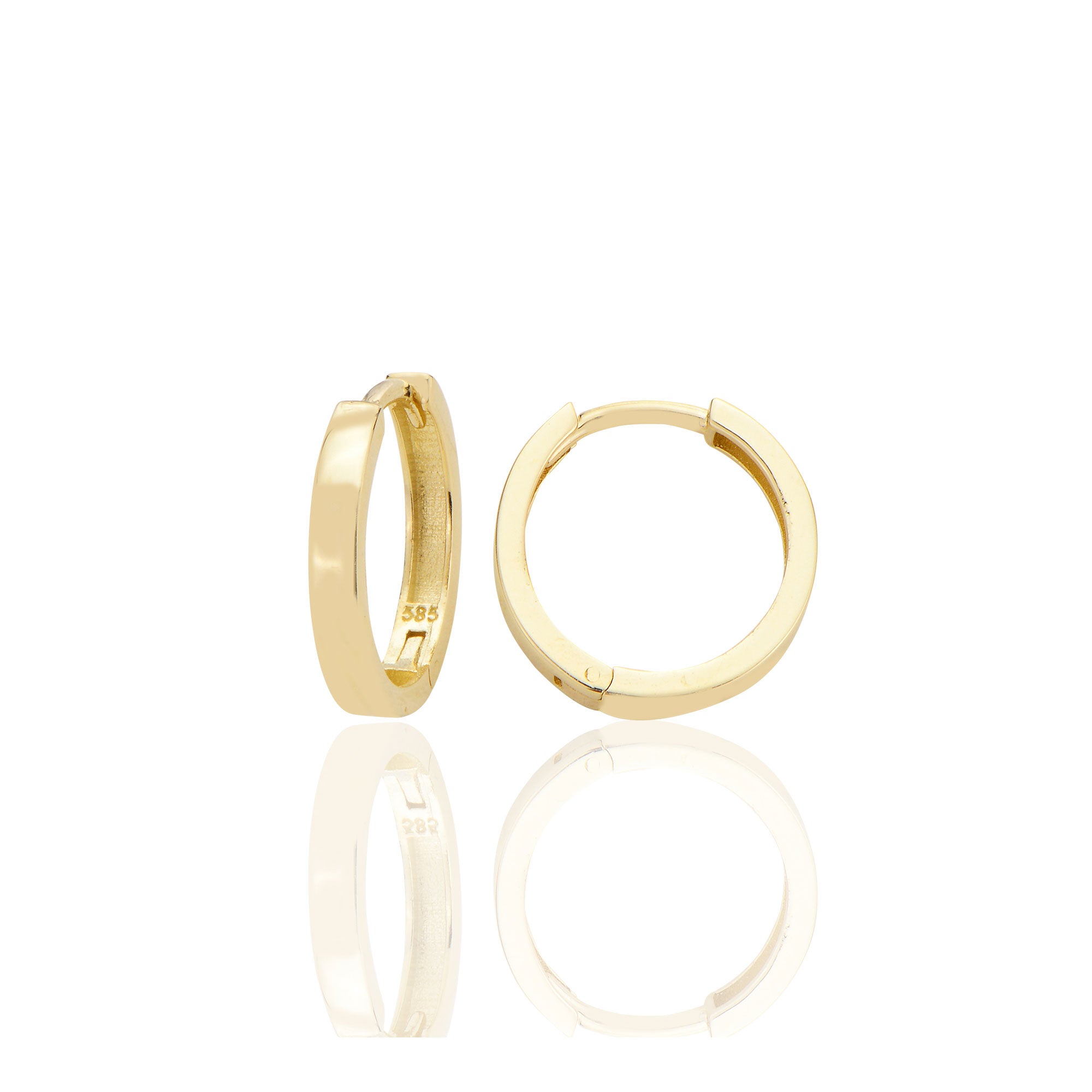 14 ayar Altın Sade Halka Küpe Köşeli D075