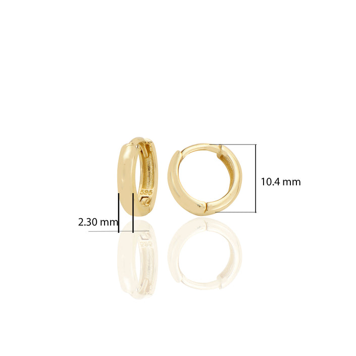 14 ayar Altın Sade Halka Küpe Hafif Küçük Boy D076