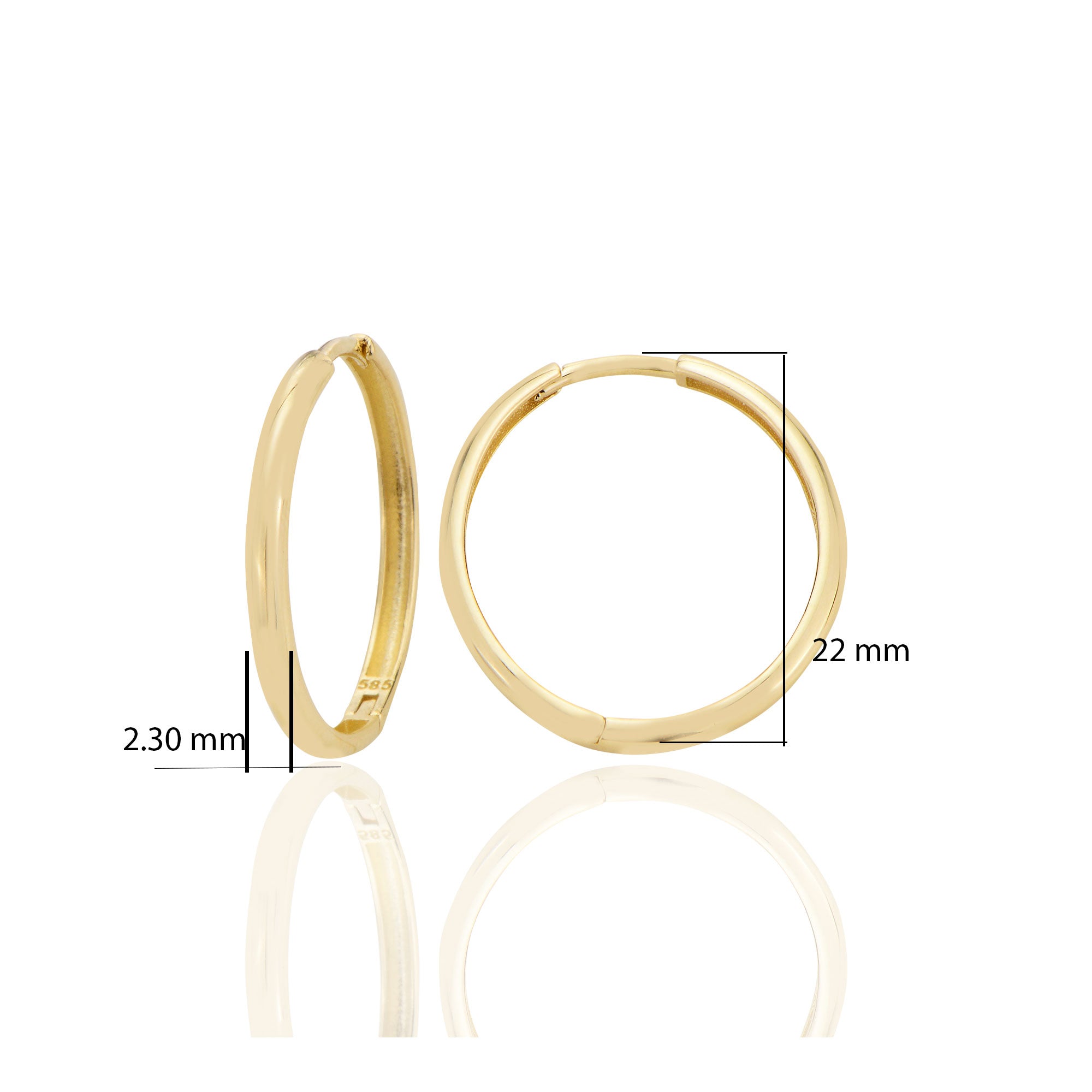 14 ayar Altın Geniş İnce Sade Halka Küpe D078