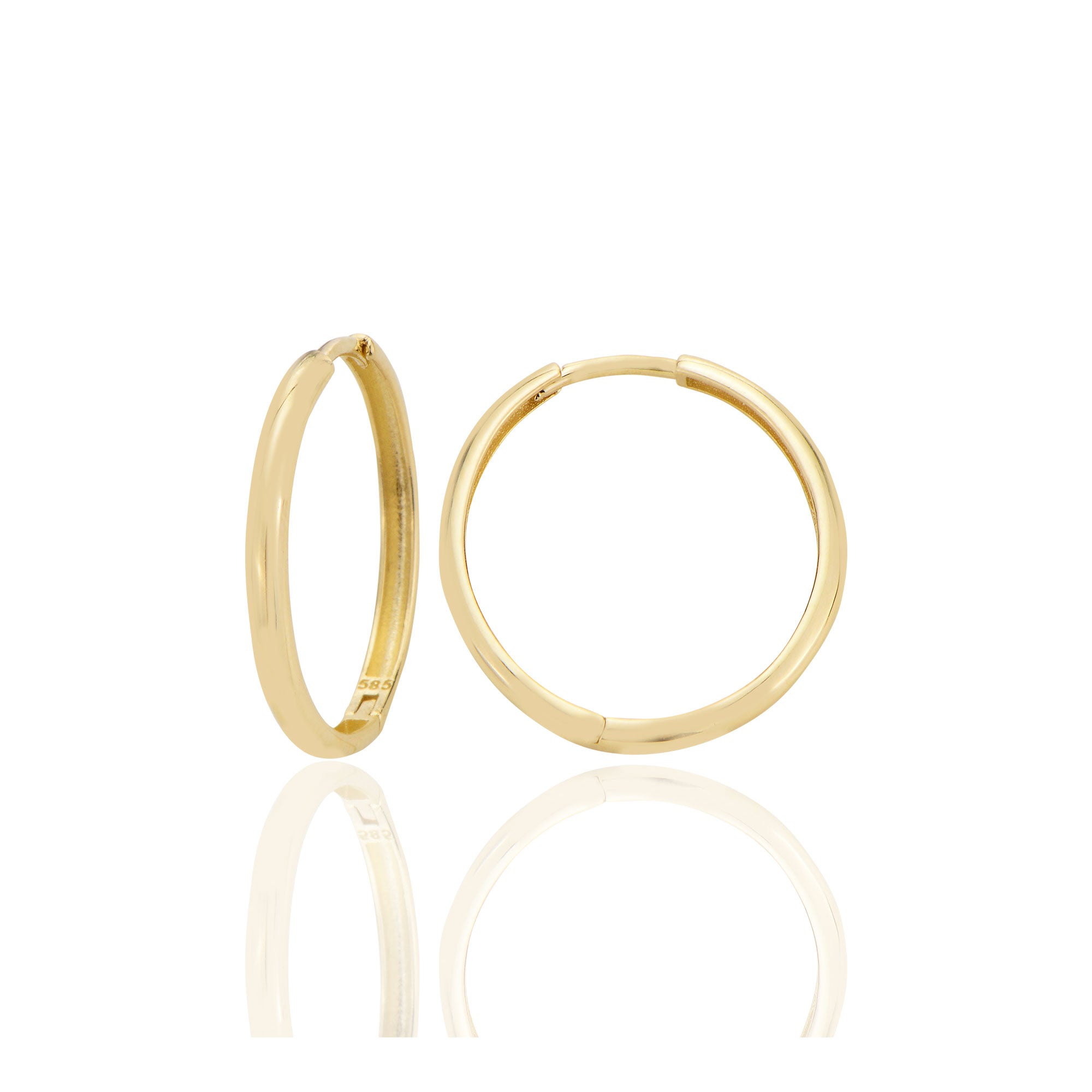 14 ayar Altın Geniş İnce Sade Halka Küpe D078