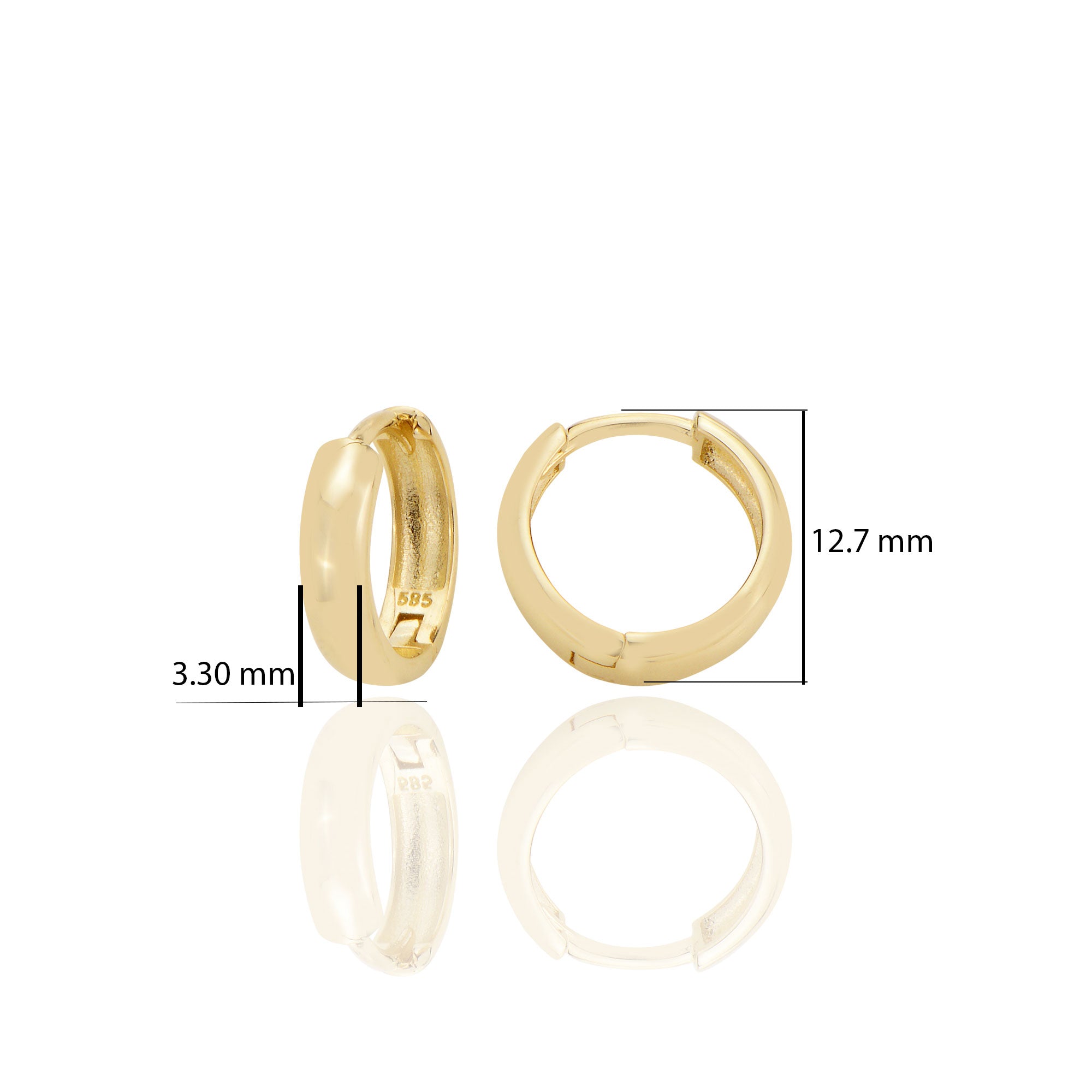 14 ayar Altın Sade Halka Küpe D080