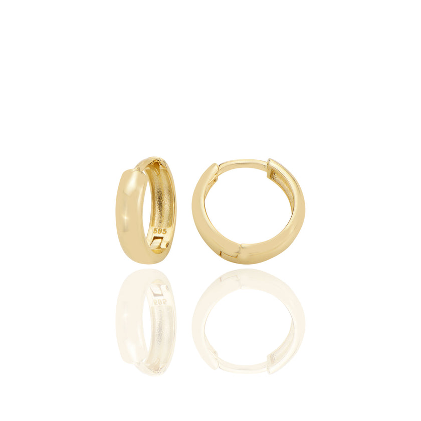 14 ayar Altın Sade Halka Küpe D080