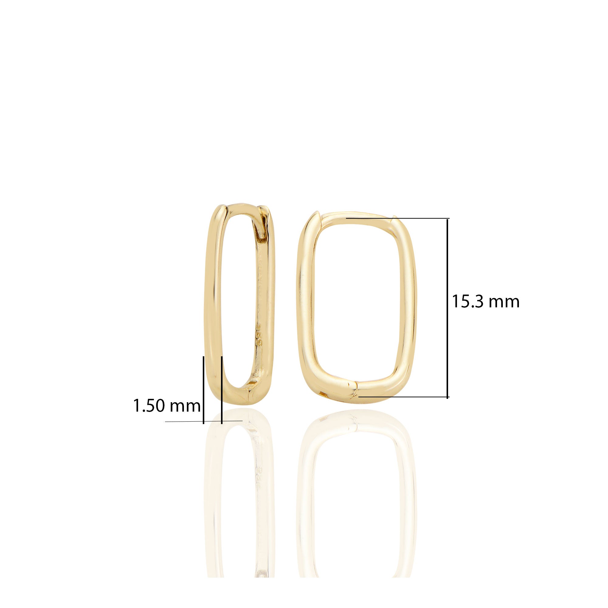 14 ayar Altın Dikdörtgen Sade Küpe D082
