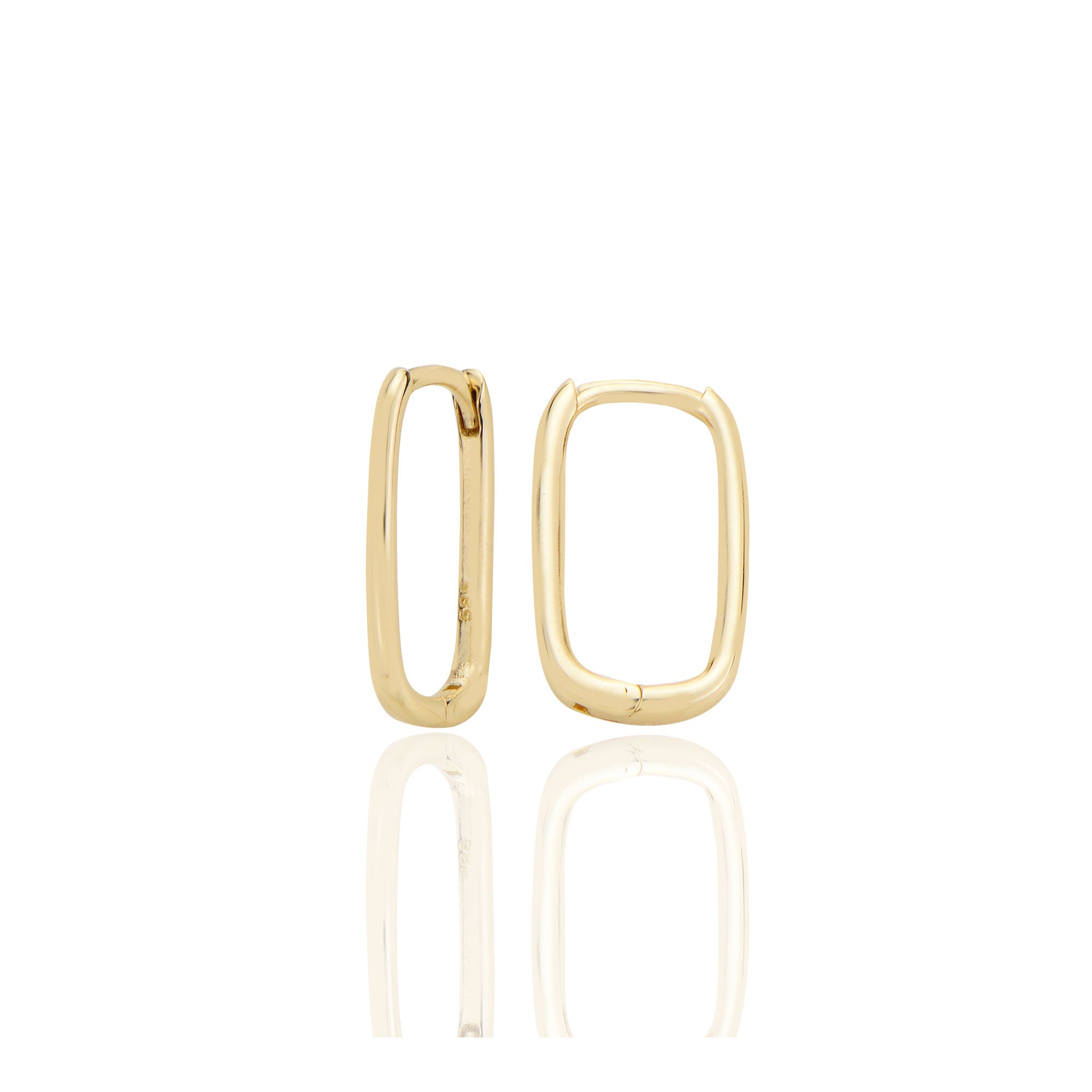 14 ayar Altın Dikdörtgen Sade Küpe D082