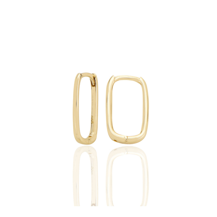 14 ayar Altın Dikdörtgen Sade Küpe D082