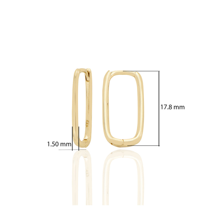 14 ayar Altın Dikdörtgen Sade Küpe D083