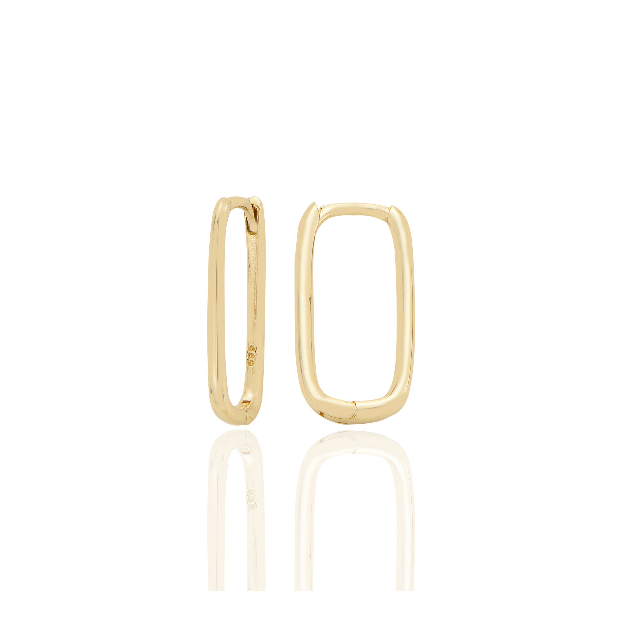 14 ayar Altın Dikdörtgen Sade Küpe D083