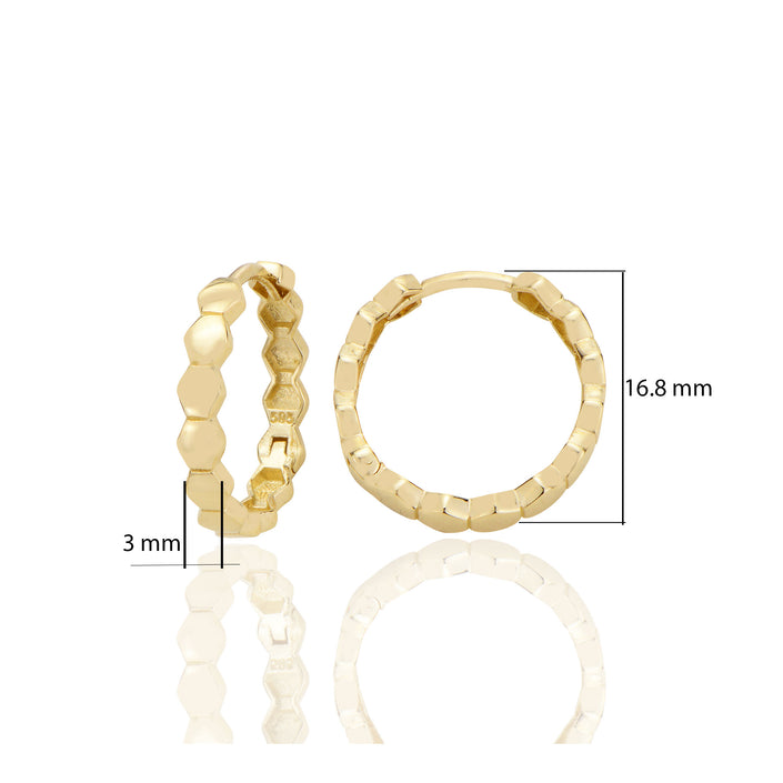 14 ayar Altın Huggie Petek Sade Halka Küpe D090