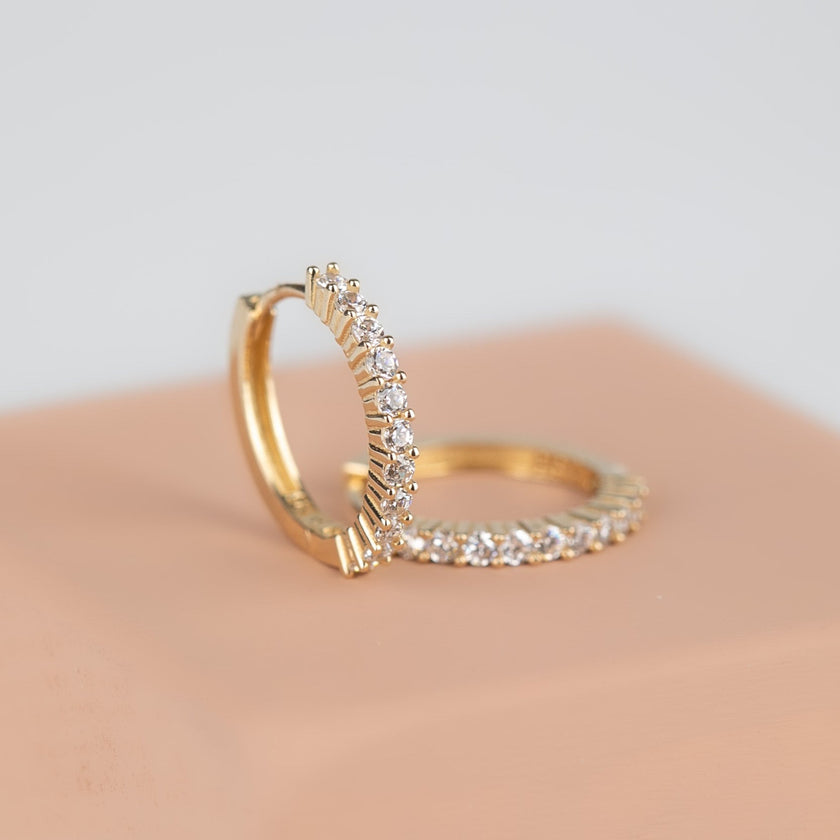 14 Ayar Altın Taşlı Halka Küpe A14-059