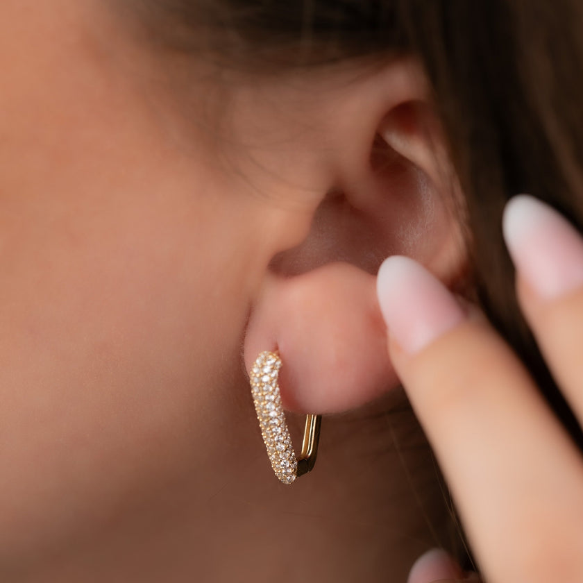 14 ayar Altın Hoop Taşlı Küpe A14-011 | Shiny Spectra