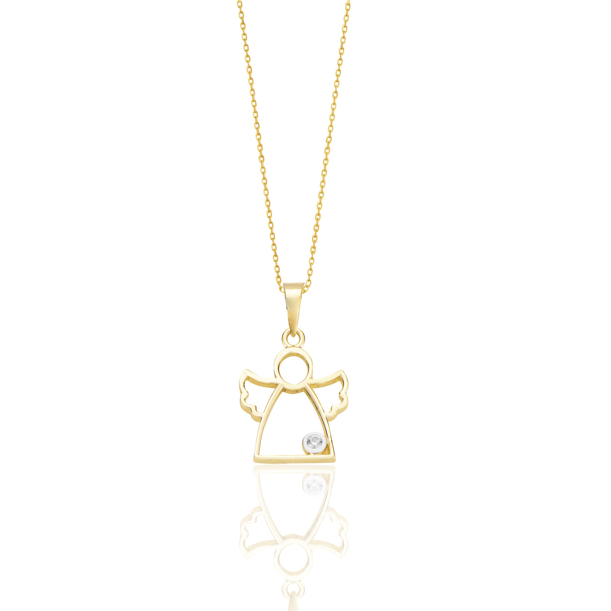 Melek Silüeti 14 Ayar Altın Kolye Zarif Doğum Günü Hediyesi K025