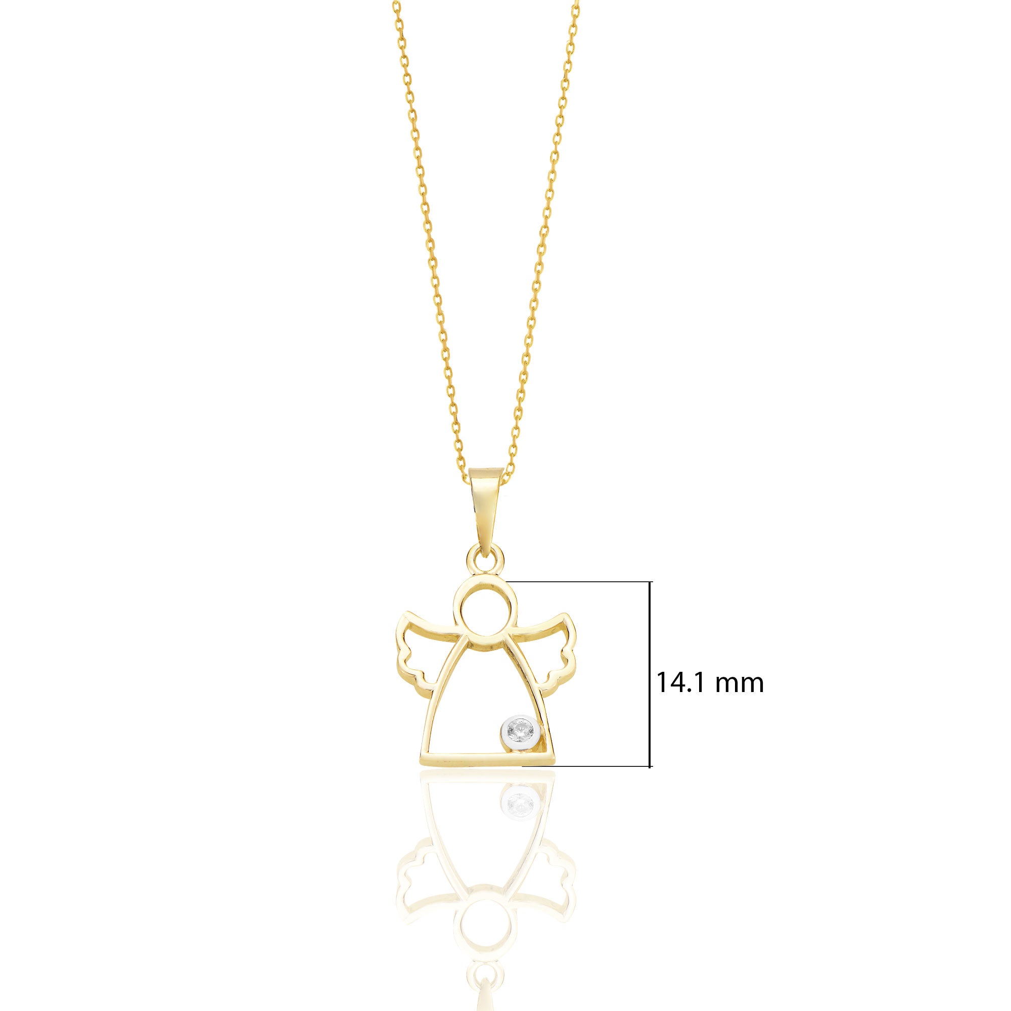 Melek Silüeti 14 Ayar Altın Kolye Zarif Doğum Günü Hediyesi K025