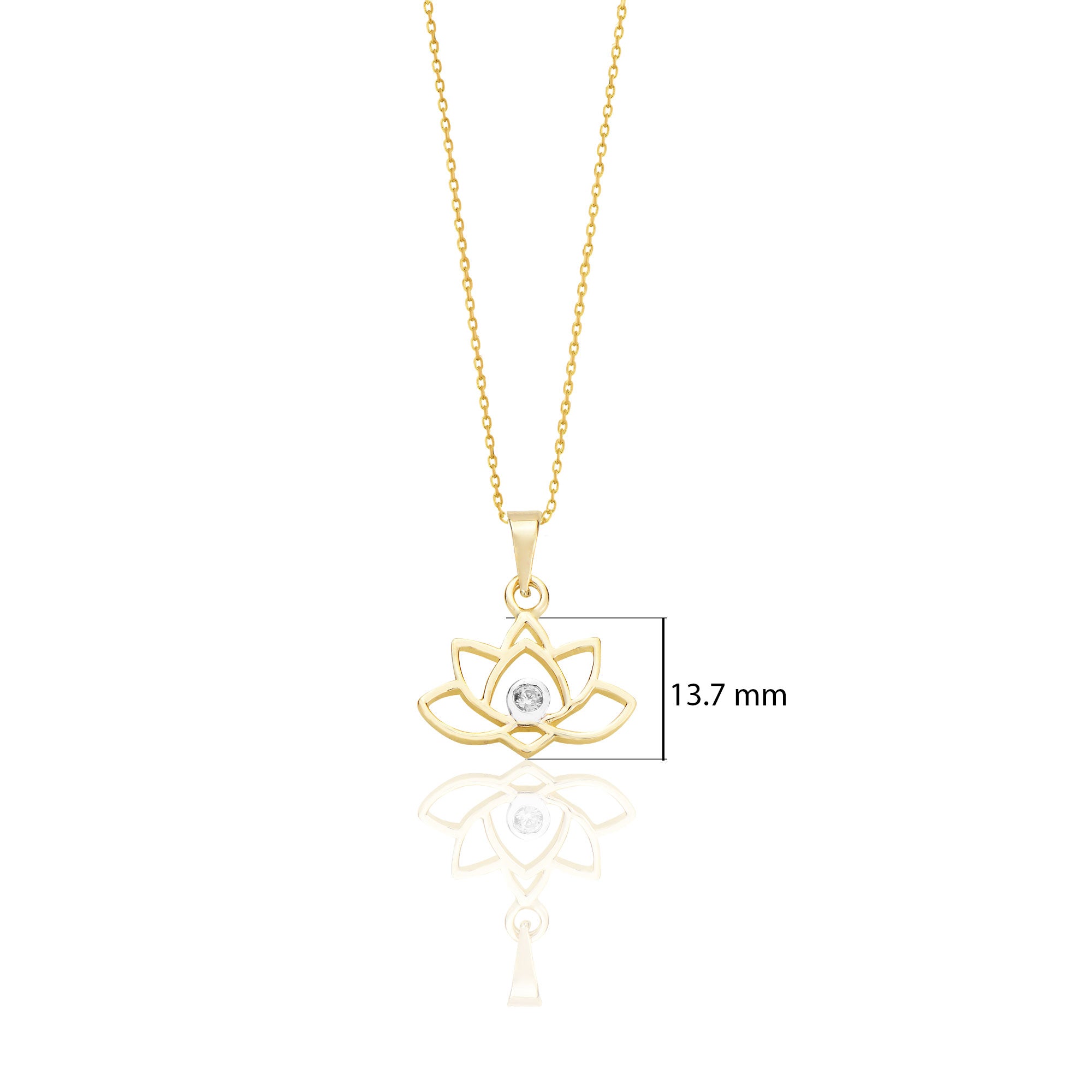 Lotus Çiçeği 14 Ayar Altın Kolye Doğum Günü Hediyesi K027