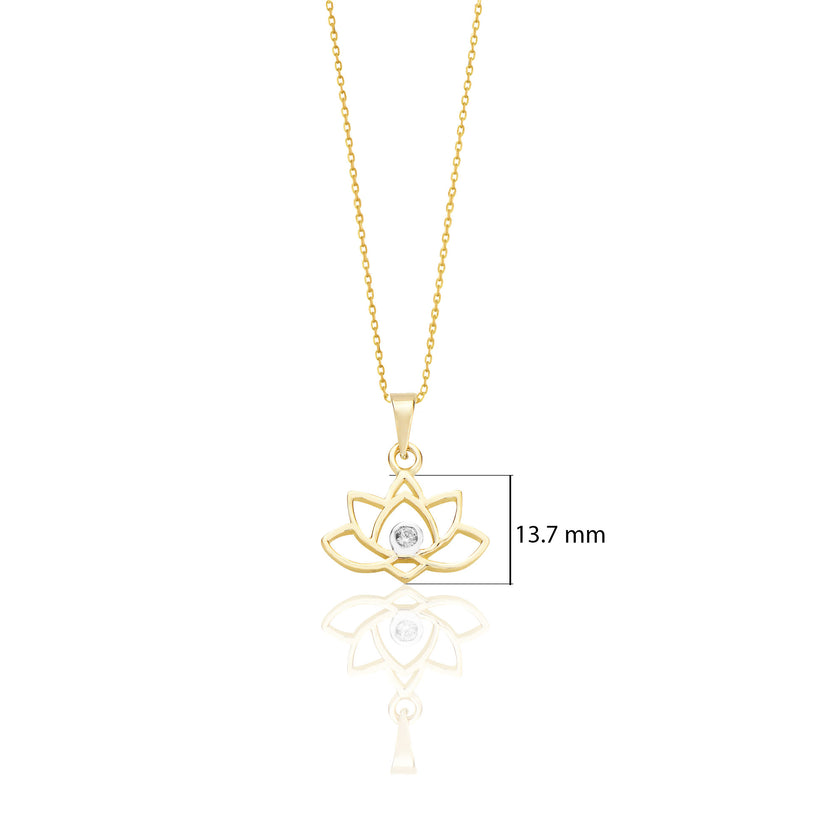Lotus Çiçeği 14 Ayar Altın Kolye Doğum Günü Hediyesi K027